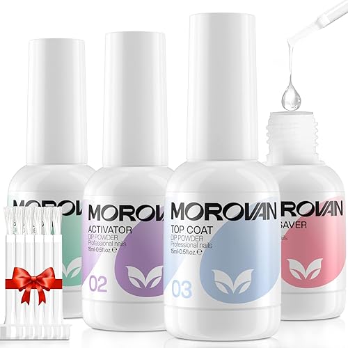 Morovan Kit de polvo de inmersión para uñas, 12 colores que brillan en la oscuridad, polvo de inmersión para uñas, kit de polvo de inmersión para