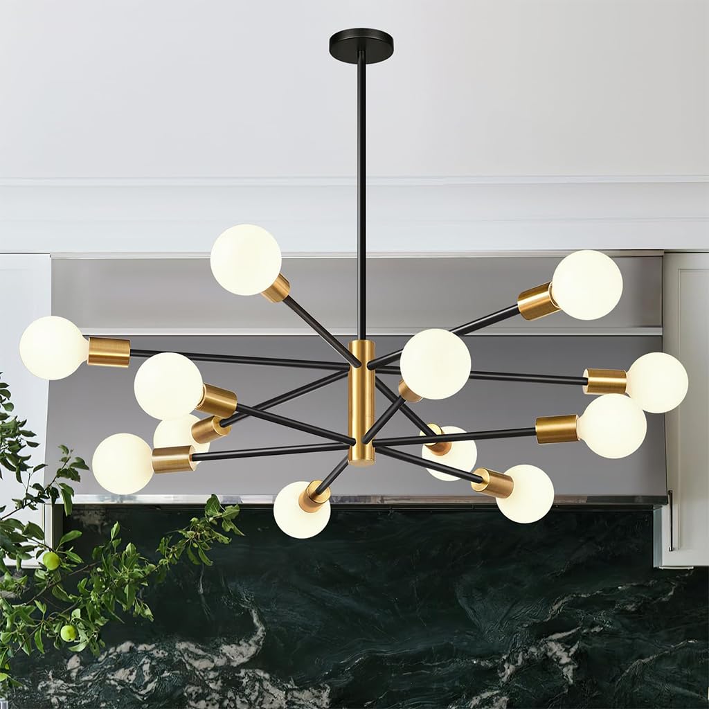 ELEPHANTBOAT® Modern Metal Chandelier Light Fixture,12-Light Modern Flush Mount Ceiling Light for Living Room,Iron Cast Ceiling for Bedroom Dining Room Office E27 Bubble Not Included-image-1