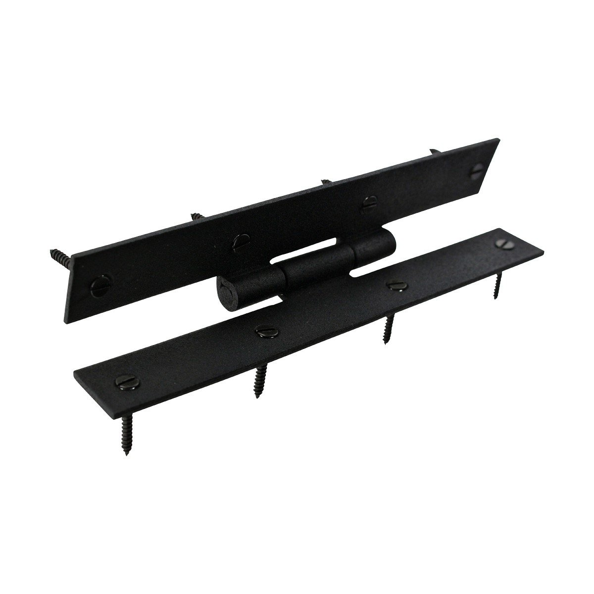 Renovator's Supply - Bisagras para puerta de hierro forjado (4 unidades, montaje al ras en H, diseño rústico colonial de 17,78 cm), color negro