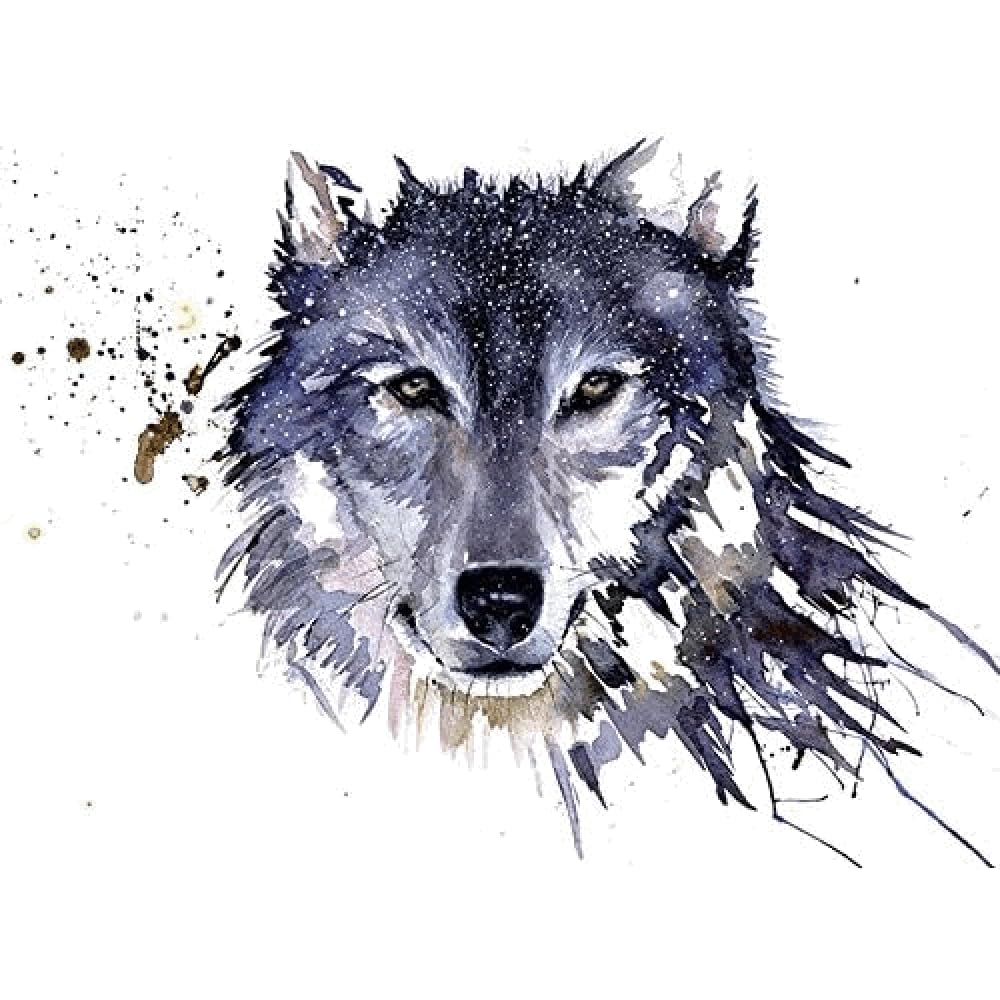 Sarah Stokes "Snow Wolf Canvas Print, Multi-Colour, 60 x 80 cm