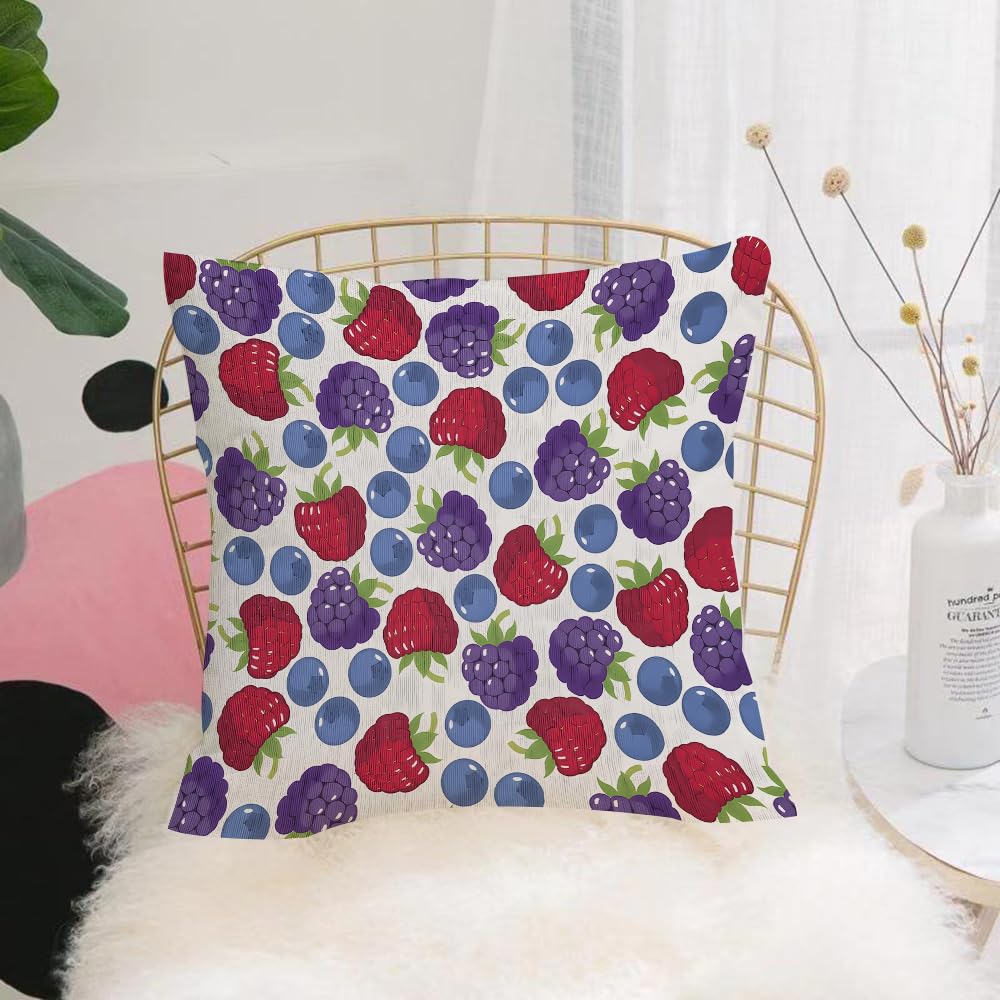 Hyosxw Seamless Pattern With Wild Berries Raspberry - A1 Cushion Cover,Throw Pillow Case Home Decorative For Living Room Bedroom Sofa Chair 18X18 Inch,Seamless Pattern With Wild Berries Raspberry Blackberry Blueberry. Vector Illus,Pillowcase 45X45cm