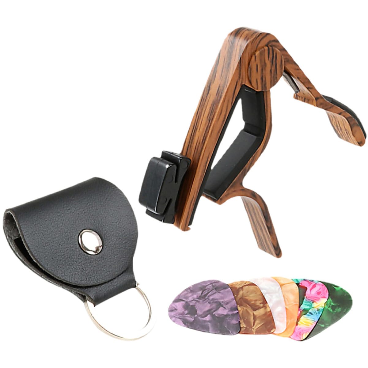 Toyvian 4 zestawy strojenia do gitary akustycznej, profesjonalny kapodaster do gitary akustycznej, profesjonalny kapo, kostka gitarowa, zacisk do gitary elektrycznej, gitara basowa, metal, banjo ABS