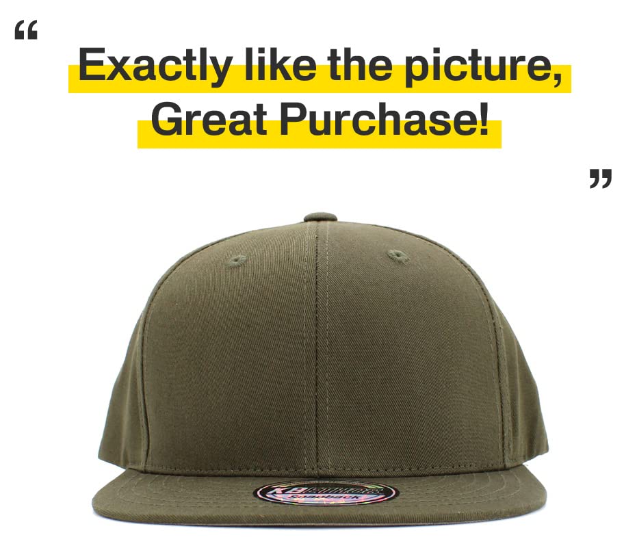 Image of KBETHOS Classic Snapback Hat Blank Cap Underbrim Cotton Wool Blend Flat Visor Adjustable Unisex