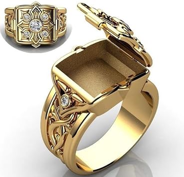 Golden Cross Pattern Man Zircon Ring Mens Rings Stainless Steel Square Signet Rings Mens Rings Signet Rings for Men 14K Gold Plated Rings Gold Rings Iced Out RingsSize 10