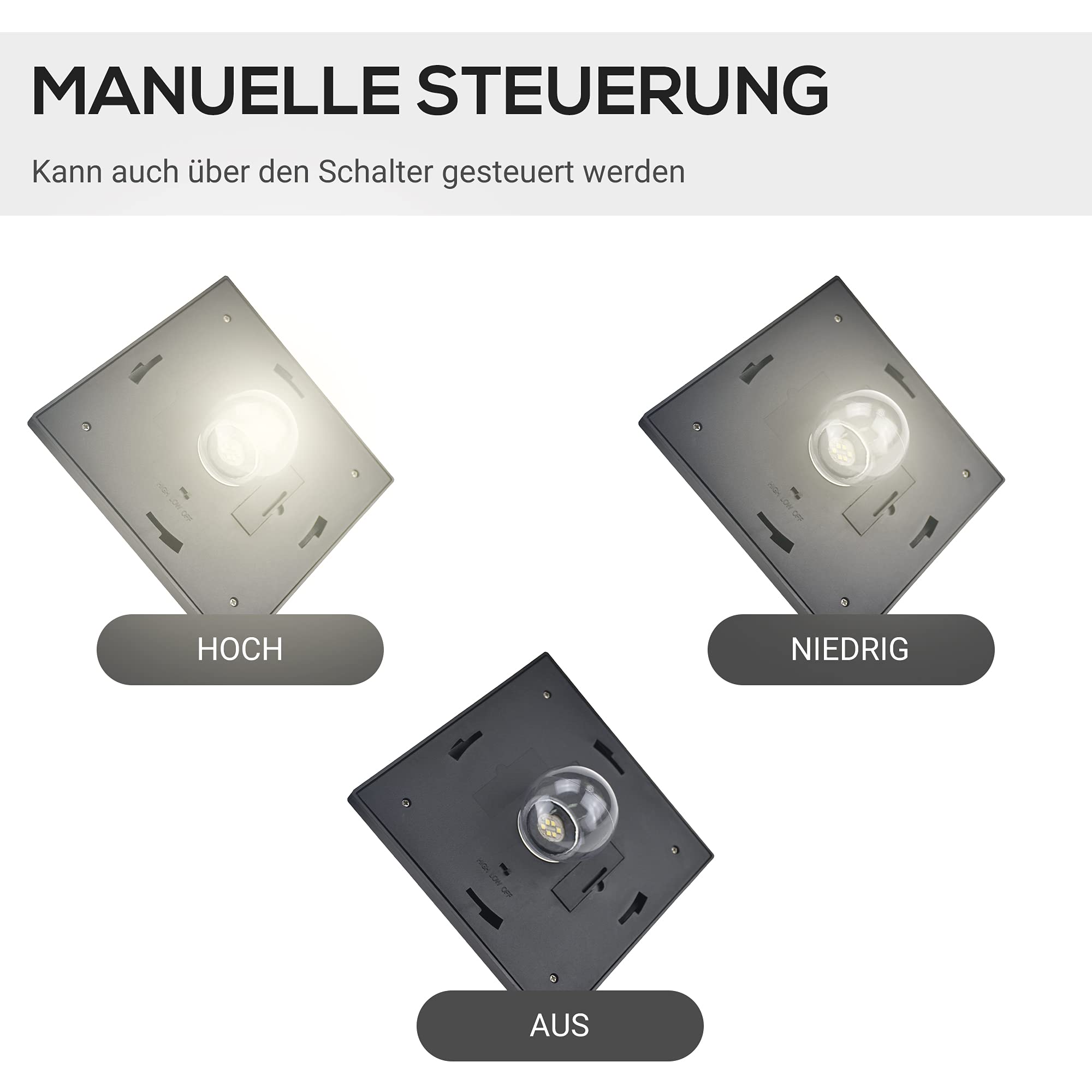 Outsunny Solar Gartenlaterne 3 flammig Edelstahl LED 120 Lumen 51,5x47x182,5cm IP44 Schwarz