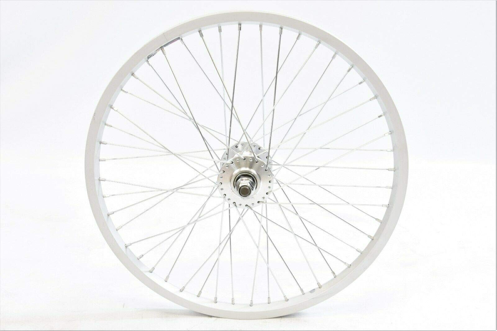 FRONT 20" BMX 48 SPOKE WHEEL 14mm AXLE SILVER (406-19) RIM