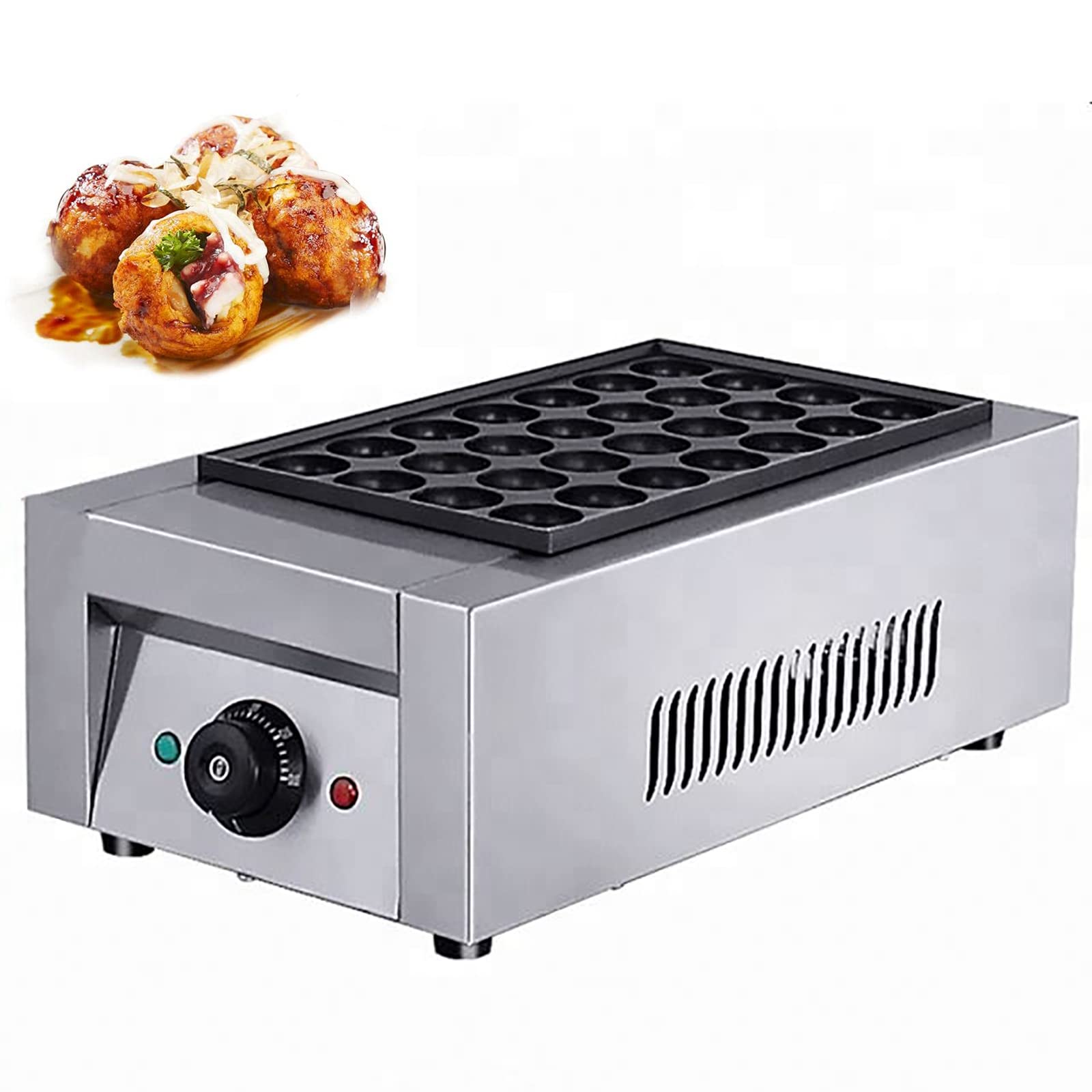 Takoyaki Maker, Electric Commercial 28 Pcs Japanese Octopus Fish Ball Griller Maker Antiadherente Grill Plate Cake Pancake Meatball Grilling Machine para huevos fritos Fried Steak Takoyaki Cake Pops G