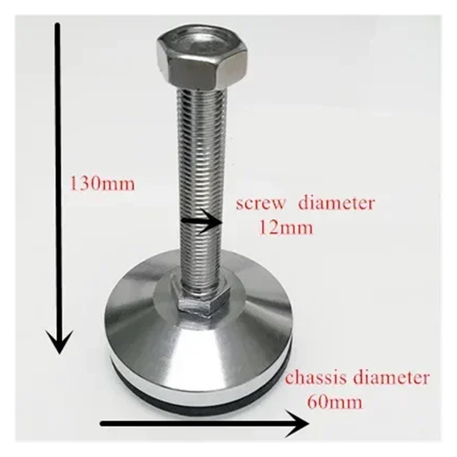 Noga Podporowa Meblowa M8 / M10 M12 Regulowane Podnóżki Z Gumową Podkładką Antypoślizgową O Średnicy 40 Mm I 50(D60XM12X120mm)