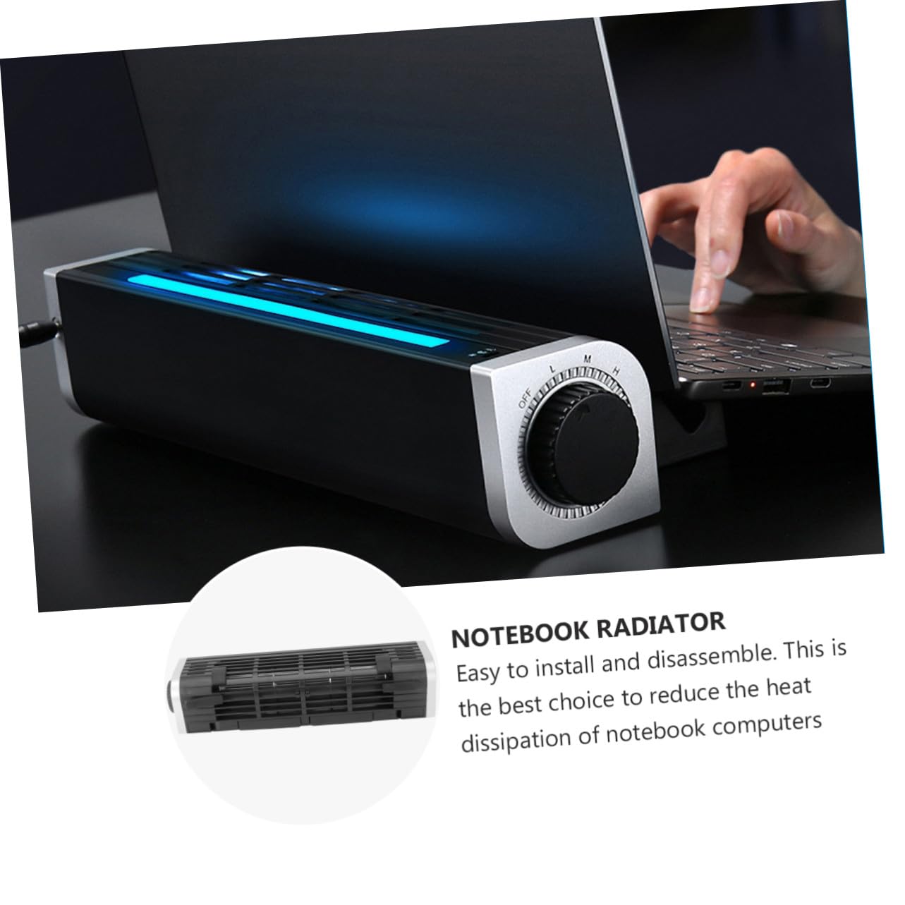 Base Refrigeradora Portátil para Portátil con Ventilador Metálico Silencioso USB Ajustable Soporte Multifunción para Laptop Teléfono y Tablet Fácil Instalación y Disipación