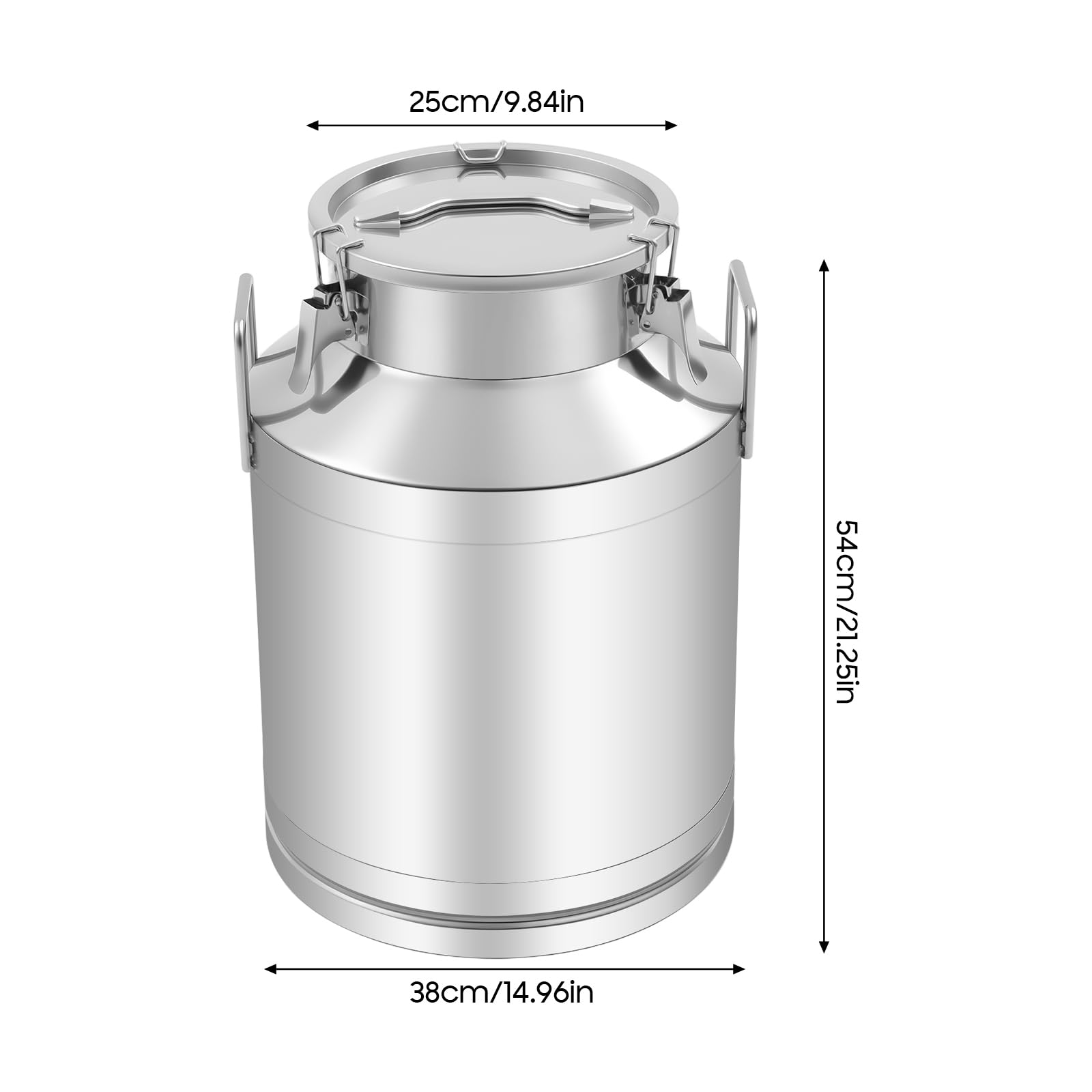 Jarra de leche de acero inoxidable, 50 L, hermética, con asas, cubo sellado, recipiente hermético para aceite, leche, vino, arroz, cereales, grosor de 1 mm