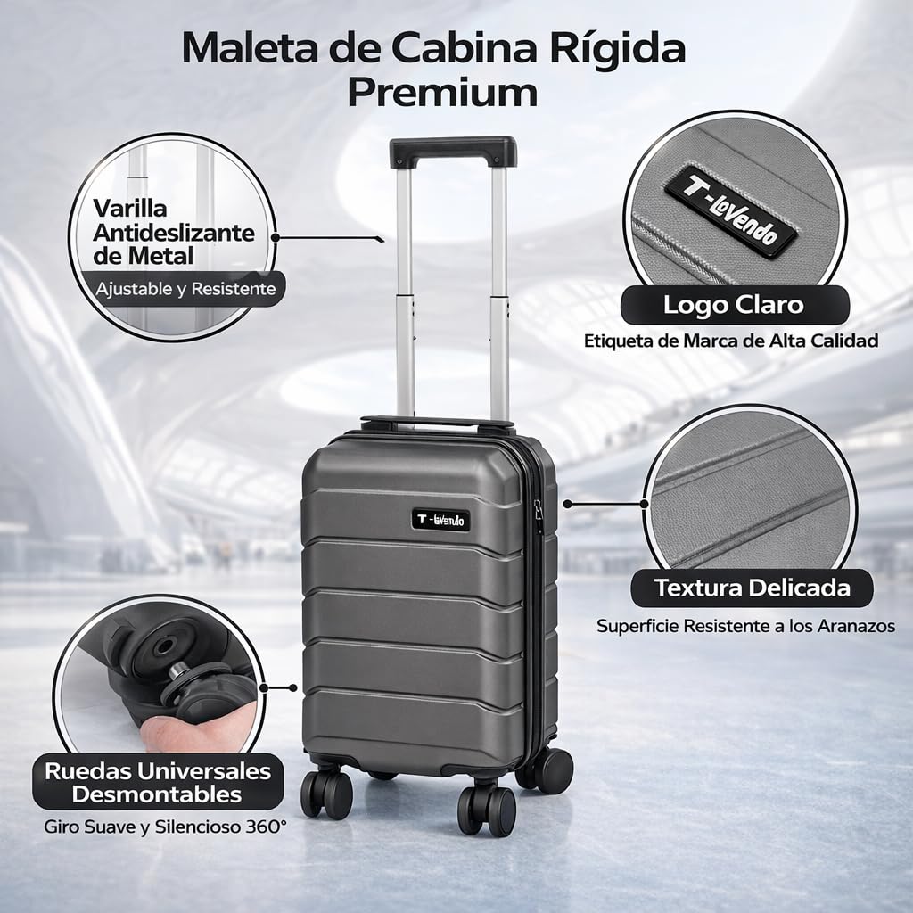 T-LOVENDO.ES Maleta de Viaje Cabina 40x25x20cm (20L) Upfly Underseat 16 XXS con Ruedas Desmontables. Maleta Cabina Ideal como Equipaje de Mano para Ryanair, Vueling o Easyjet, pequeña — view 4