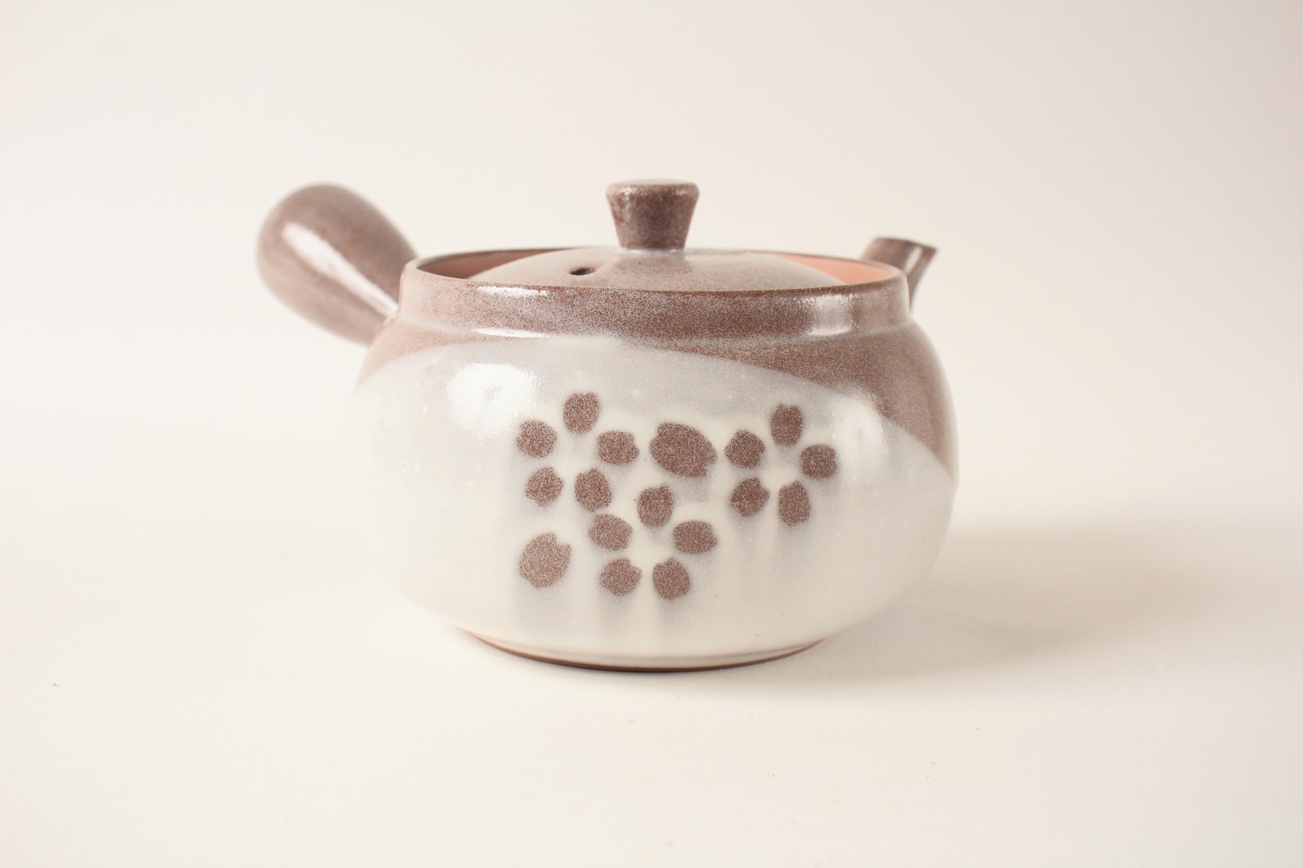 Mino ware SYK004 Théière japonaise en poterie japonaise Motif fleurs de prunier Marron roux avec infuseur Fabriqué au Japon (Import Allemagne)