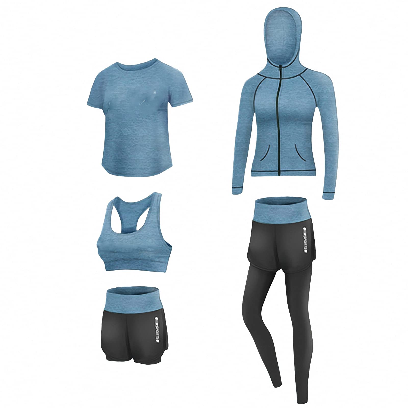 5-częściowy damski dres fitness, joga dla początkujących odzież na siłownię, do biegania na co dzień szybkoschnące legginsy, styl 12, 3XL