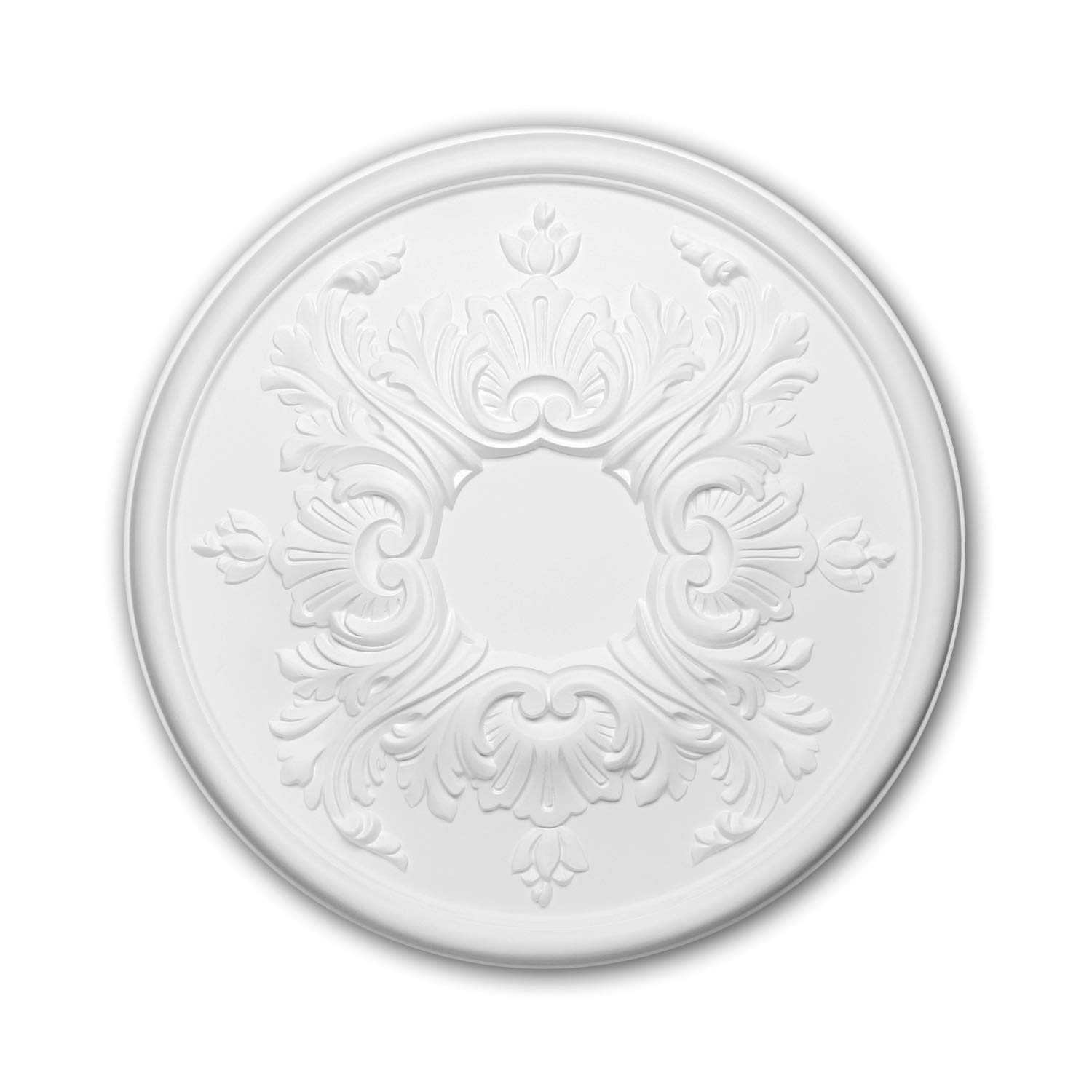 Pro[F]Home White Pro[F]Home® - Ceiling Rose 156030 Ceiling Decoration Medallion Rosette Decorative Element Rococo Baroque Style Ø 39.5 Cm Profhome