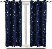 Vista 78 de BGment - Cortinas opacas para dormitorio infantil, con ojales, con aislamiento térmico, estampado de estrellas plateadas, para oscurecer