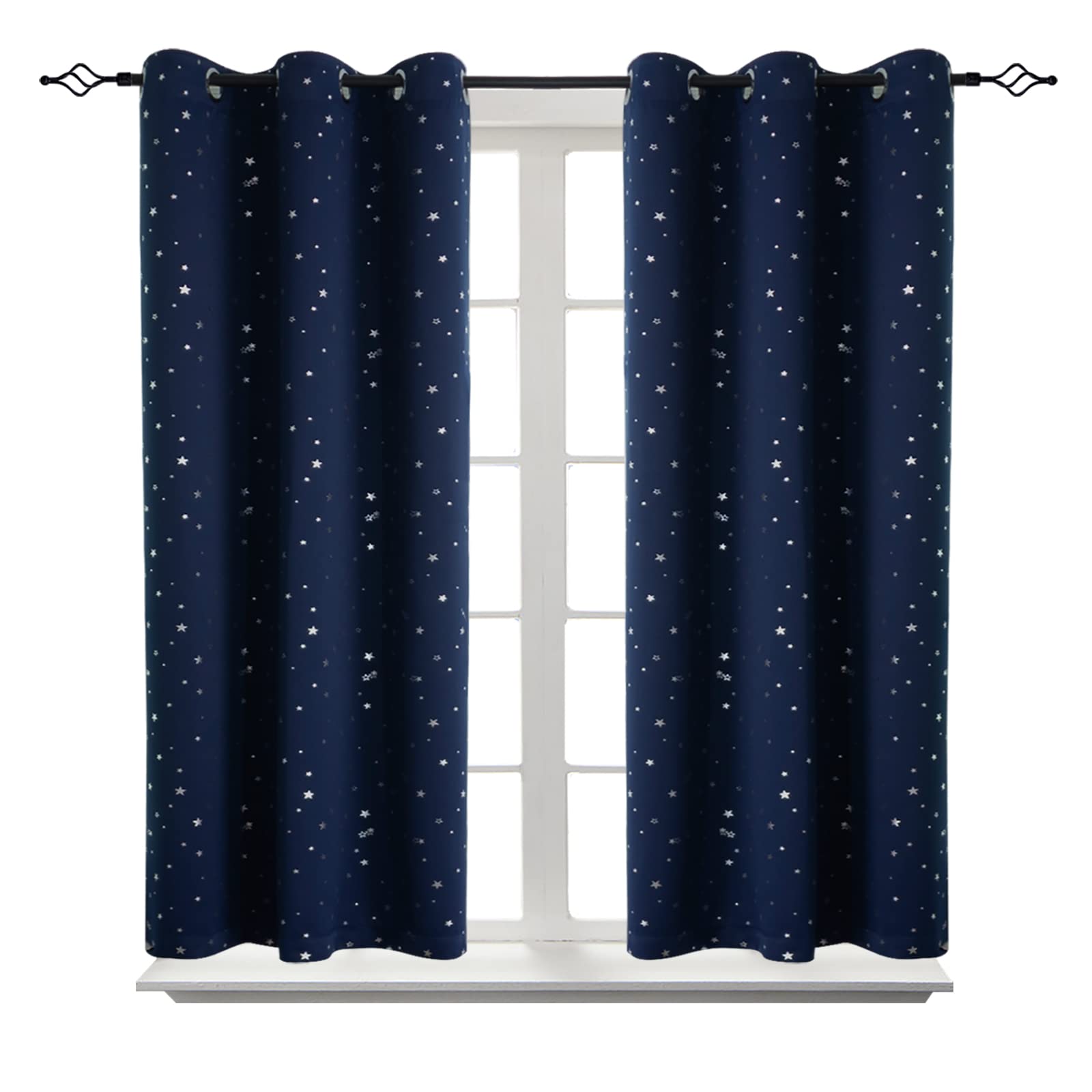 BGment Short Curtains for Small Window 45 Inch for Bedroom - Navy 2 Panels