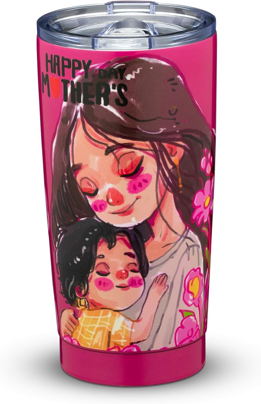 20oz Mom Tumbler Insulated Thermal Coffee Cup – Portable Travel Mug with Cute Cartoon Patterns, Leak-Proof for Mom, Great Mother’s Day Gift for Daily Use Office Outdoor(Pink)