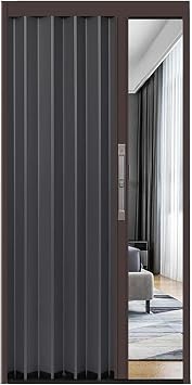 Folding Door Internal Concertina Accordion Doors Grey Finish Effect, Metal Aluminum Locking Concertina Door Room Divider Doors, Custom Height And Width, Modern Sliding DoorBrown frame,24x40in61x101c