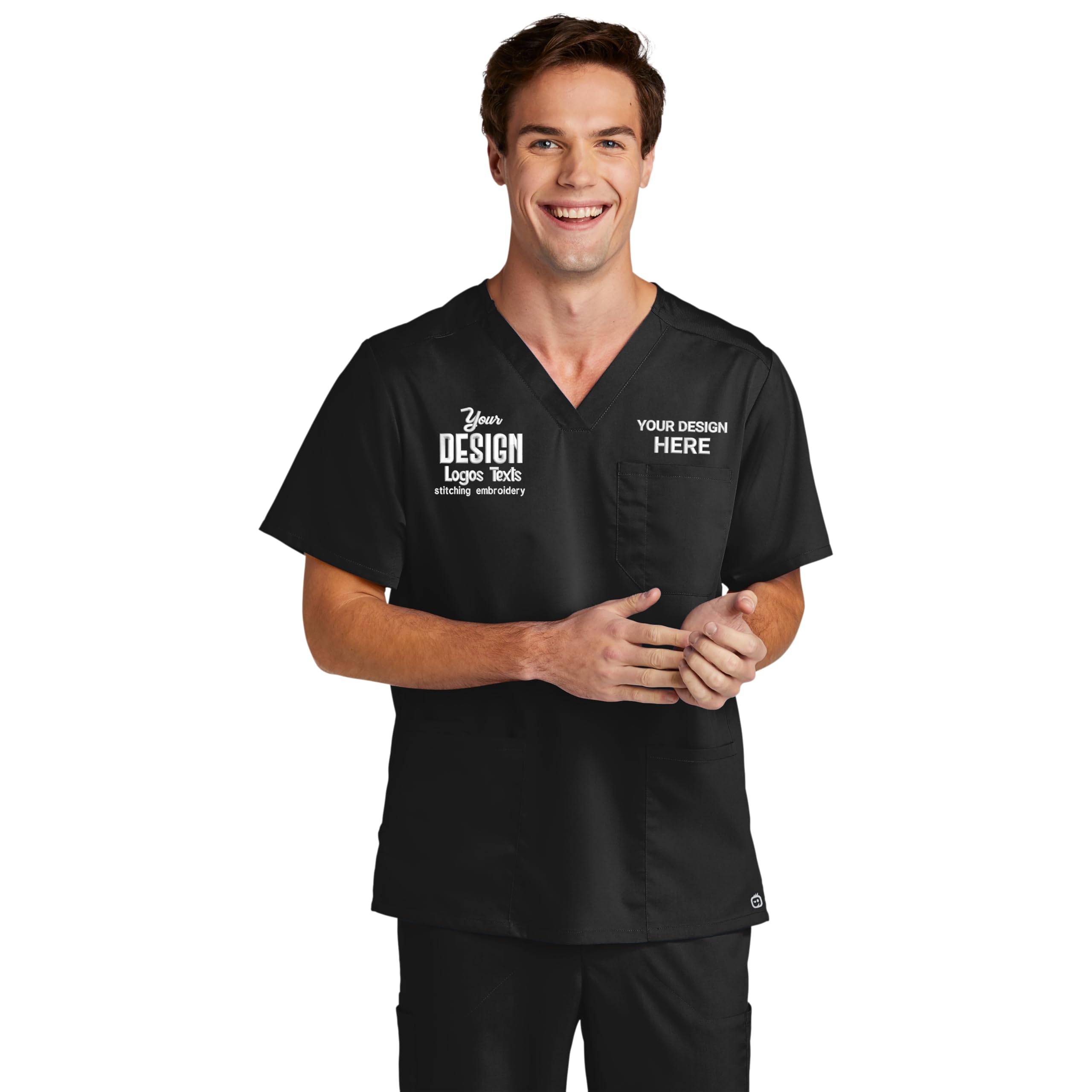 Custom Scrubs for Women and Men, Unisex V-Neck Top, Female and Male Scrubs, Nursing Scrubs with Pockets