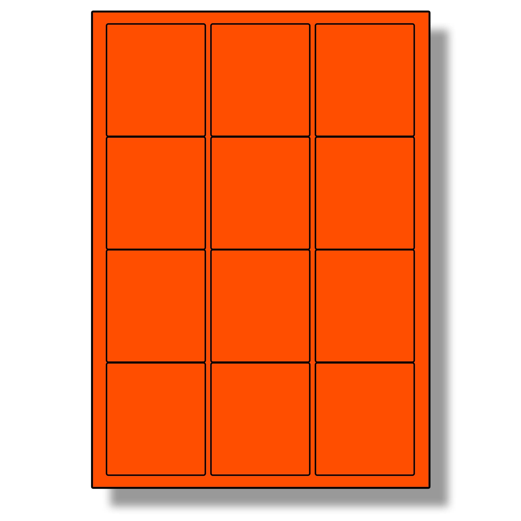 Label Planet® 12 Per Sheet, 100 Sheets (1200 Tomato RED Labels). Coloured Paper Labels with Rounded Corners, 63.5 x 72mm, LP12/63 C.