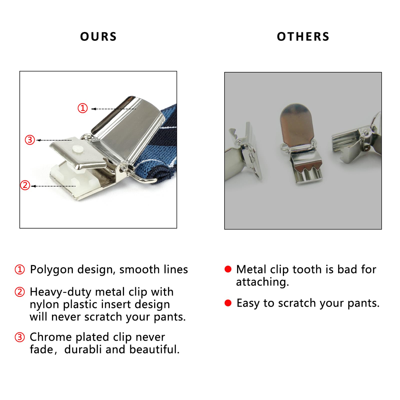 PAPA LEGGENDA X-Back Suspender for Men with 4 Swivel Hooks, 1.4 Inch Wide Adjustable Elastic Braces for Casual&Fomal,Blue Stripe