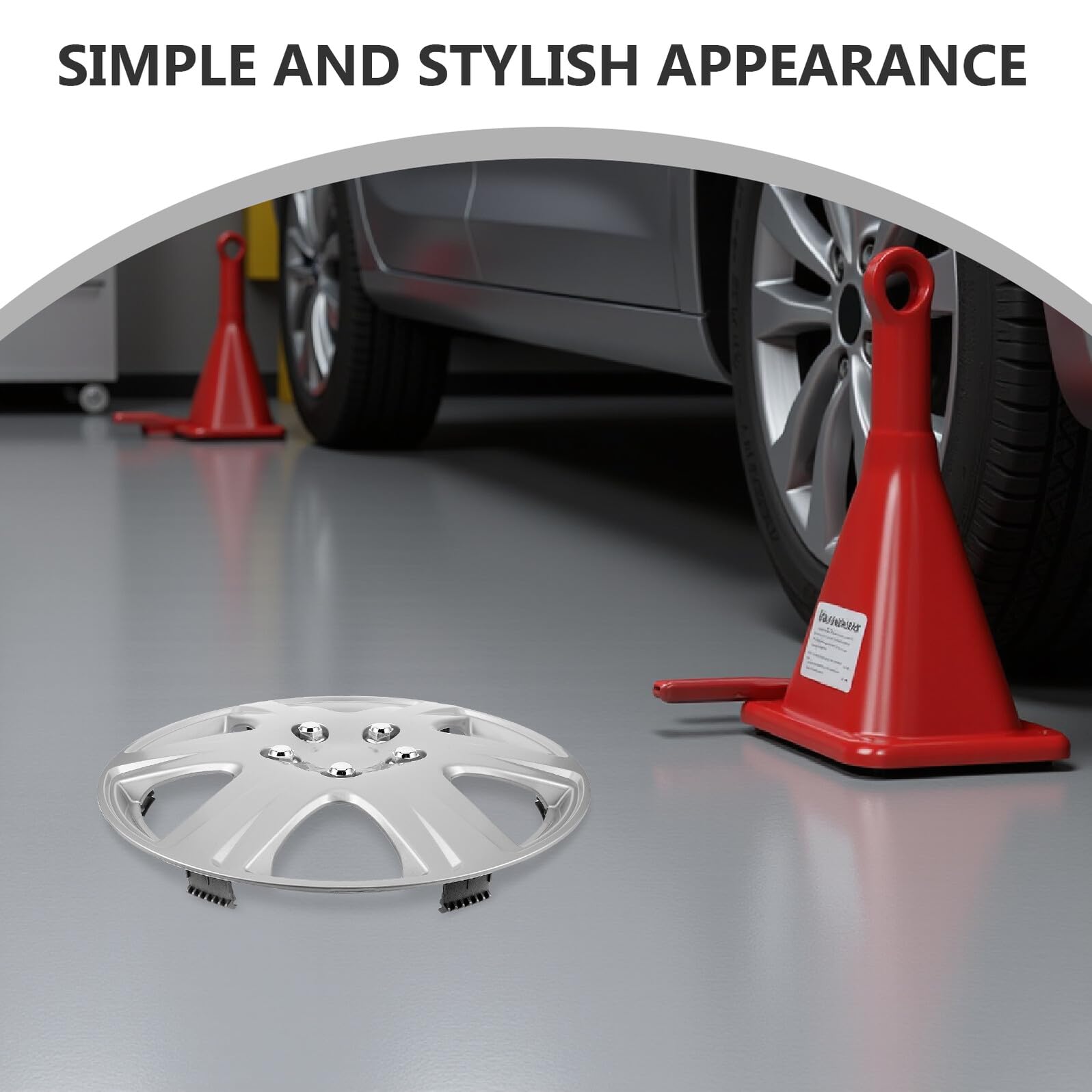 Cabilock 4 Pièces Enjoliveurs de Roues Automobiles 15 Pouces Enjoliveurs Universels pour Protection de Jante de Voiture, Remplacement D'enjoliveur, Accessoires Extérieurs de Style