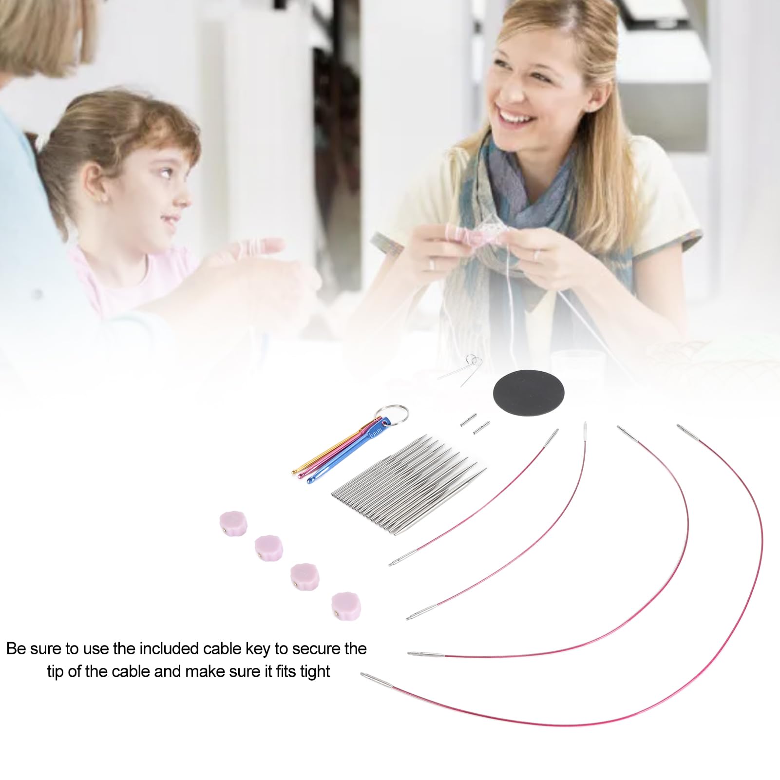 Juego de Agujas de Tejer Circulares, Agujas de Tejer de Acero Inoxidable, Aguja de Tejer Redonda con Estuche para Tejer a Mano con Accesorios de Tejer(2,2 Mm-4,5 mm)