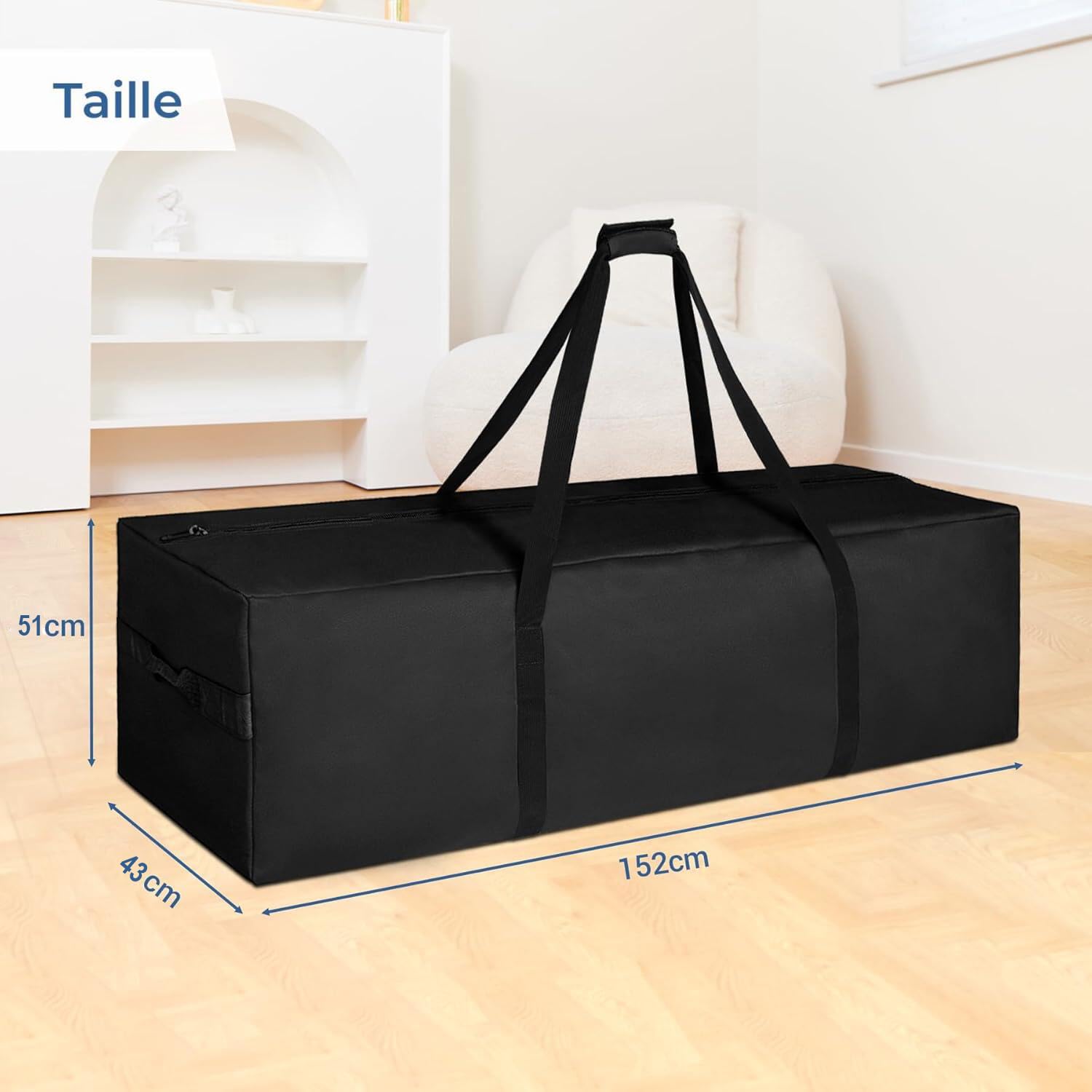 INFANZIA 334L Bolsa de deporte de gran capacidad para hombre y mujer, muy grande bolsa de viaje resistente al agua plegable con cierre de brillo mejorado, sólido y duradero, negro, Negro , 334L,