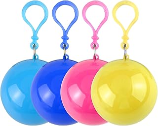 TNSLAND Set of 4 Emergency Raincoats Plastic Rain Poncho with Hood Waterproof Transparent Rain Poncho Portable Emergency Raincoat Ball for Hiking Camping Travel Outdoor (4 Colours), Dark blue, light