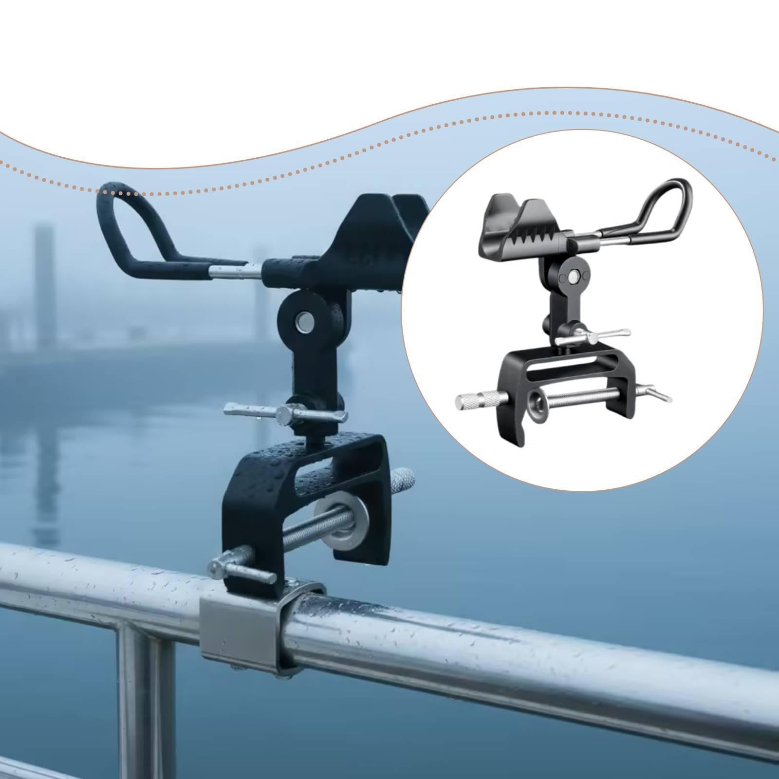 rockible 2 Pièces Dispositif de Support Canne à Pêche Bateau Aluminium Alliage Clamp Rotatif Réglable Installation Rapide Adapté pour Pêche en Plein Air