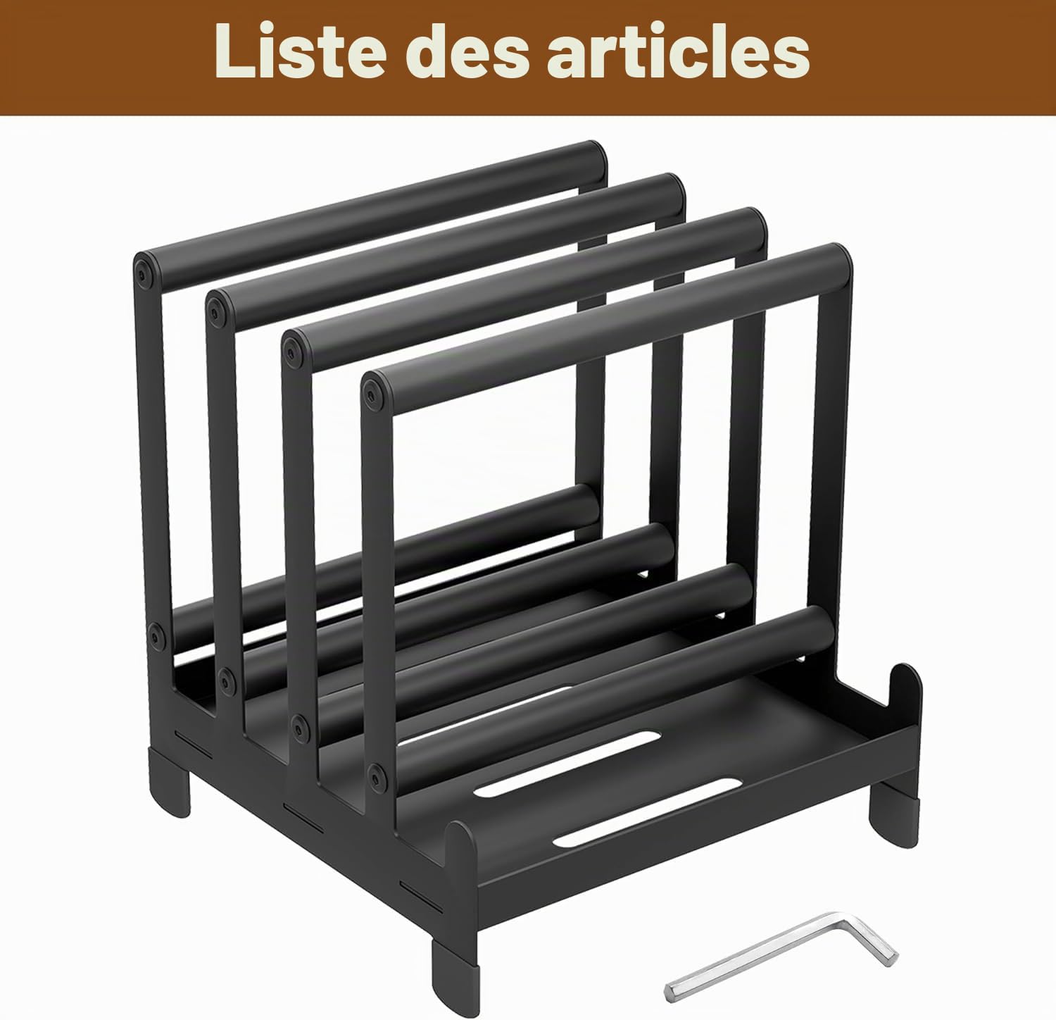 Support pour pelle à pizza en acier 24 x 24 x 36 cm, 4 emplacements disponibles, support pour pelles à pizza robuste avec pieds antidérapants pour spatule à pizza, tourne-pizza, rangement pour