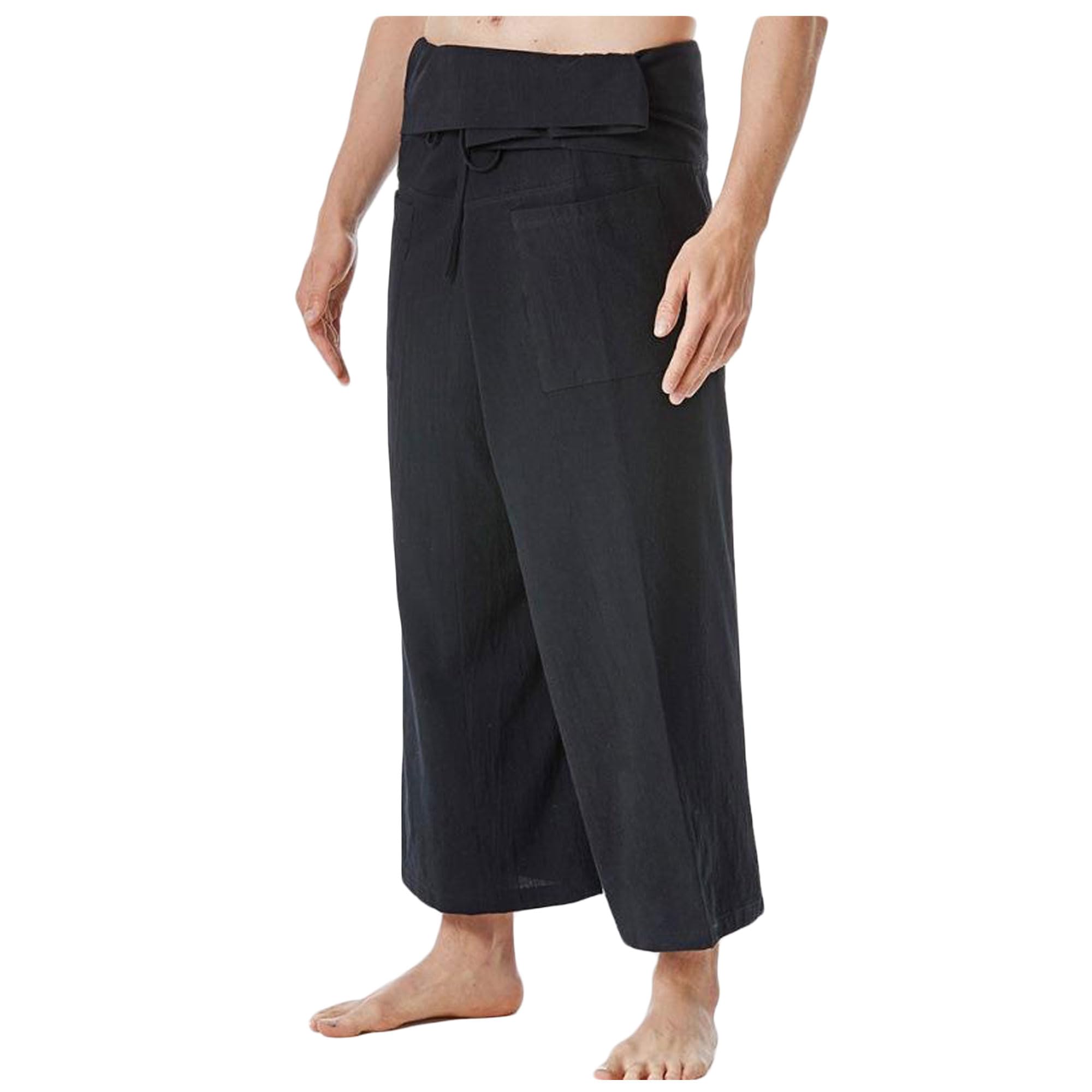 BaixnsjSolid Thai Fisherman Pants Men's Loose Yoga Pants