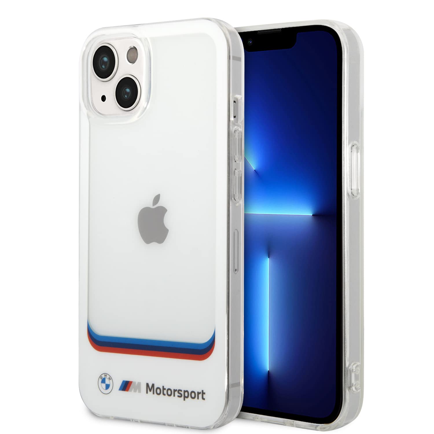 CG MOBILECG MOBILE BMW Motorsport Collection PC/TPU IML Case Big Square Transparent Area And Printed Bottom Logo, Shockproof Protection, Anti-Slipping, Slim-Fit, Compatible wit iPhone 14 Plus - White