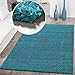 Produktbild T&T Design Hochflor Shaggy Teppich Preishammer Uni Einfarbig in Türkis Modern, Größe:Ø 160 cm Rund