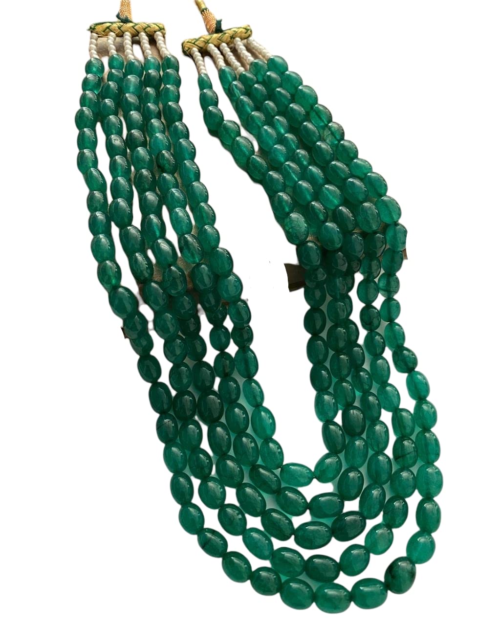 Onyx Green Beaded Layered Necklace for women - 20 Inches- 5 Line-image-11