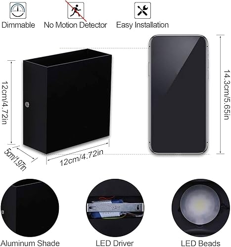 Miniatura 2 de Mini apliques de pared LED regulables de 10 W, lámpara de pared moderna negra arriba abajo, luces de montaje en pared, mini metal para sala de