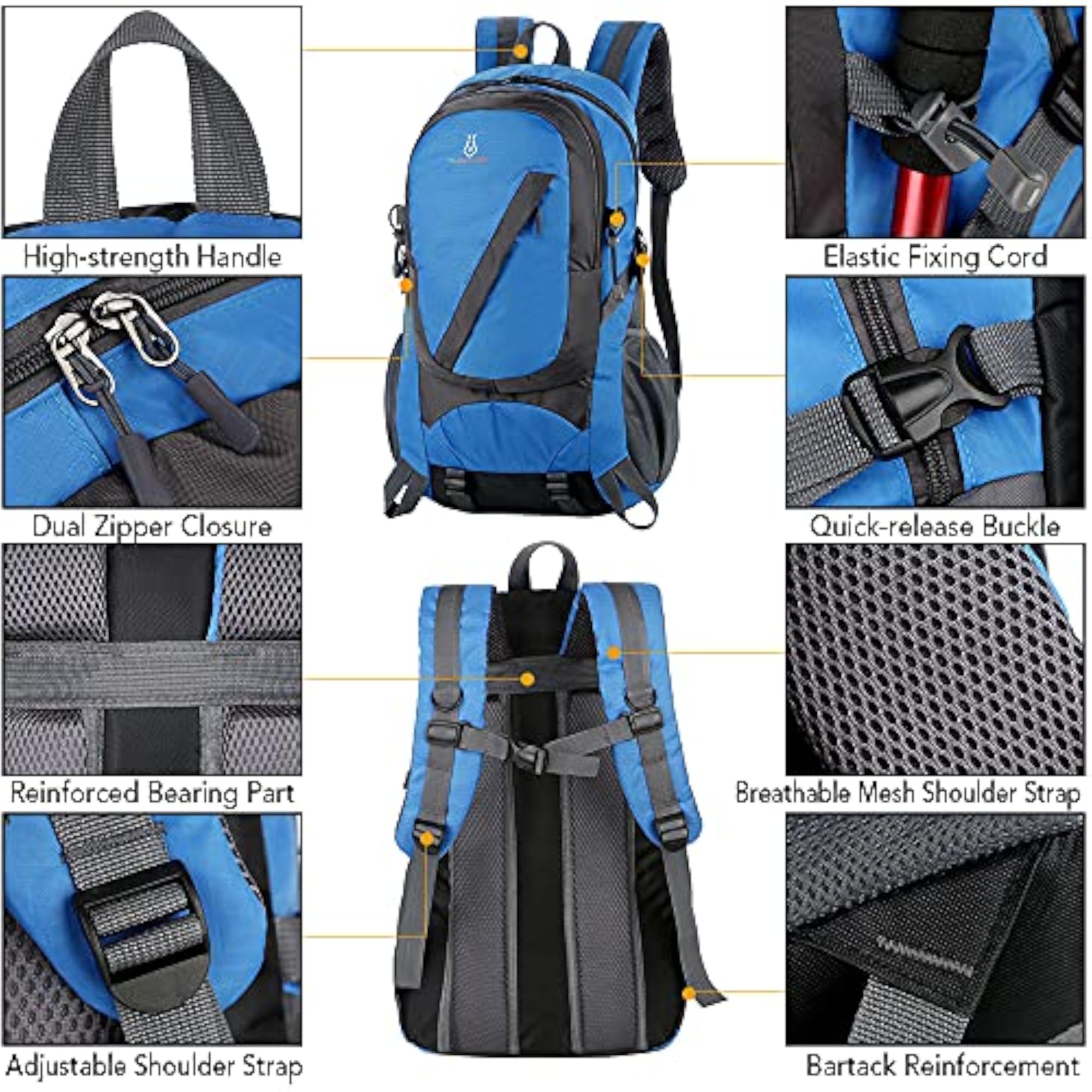 Lightweight Hiking Backpack, Water-Resistant Outdoor Backpack