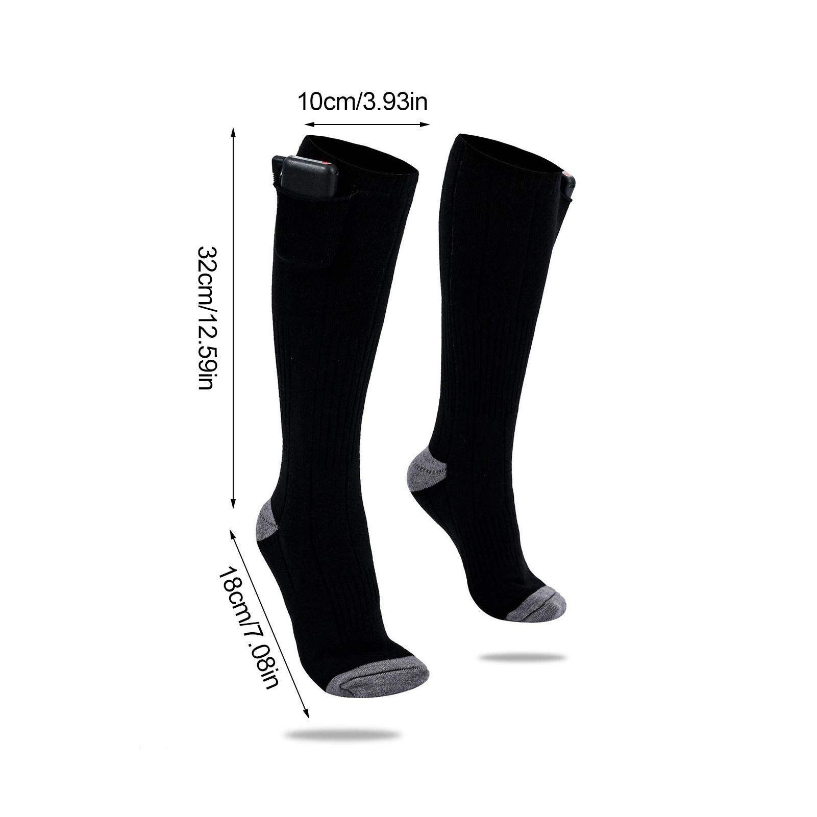 Chaussettes Chauffantes, Chaussettes Chauffantes Électriques pour Hommes Femmes, Chaussettes d'hiver Chaudes en Coton pour Sports de Plein Air - Camping, Pêche, Cyclisme, Moto, Patinage et Ski