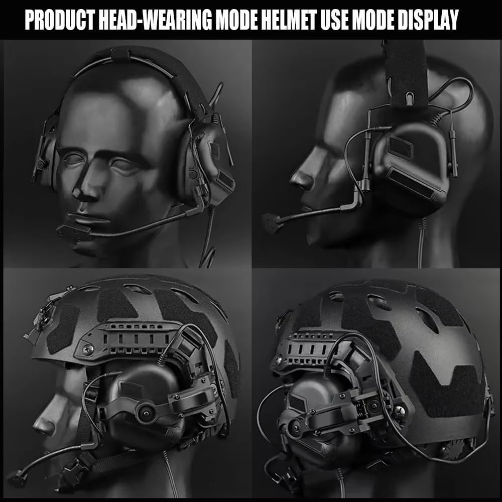 GEN 5 Tactical Headset Shooting Noise Reduction Headset for Helmet Head Mounted 2 In 1 ARC and FAST Helmet(Hd20Black)