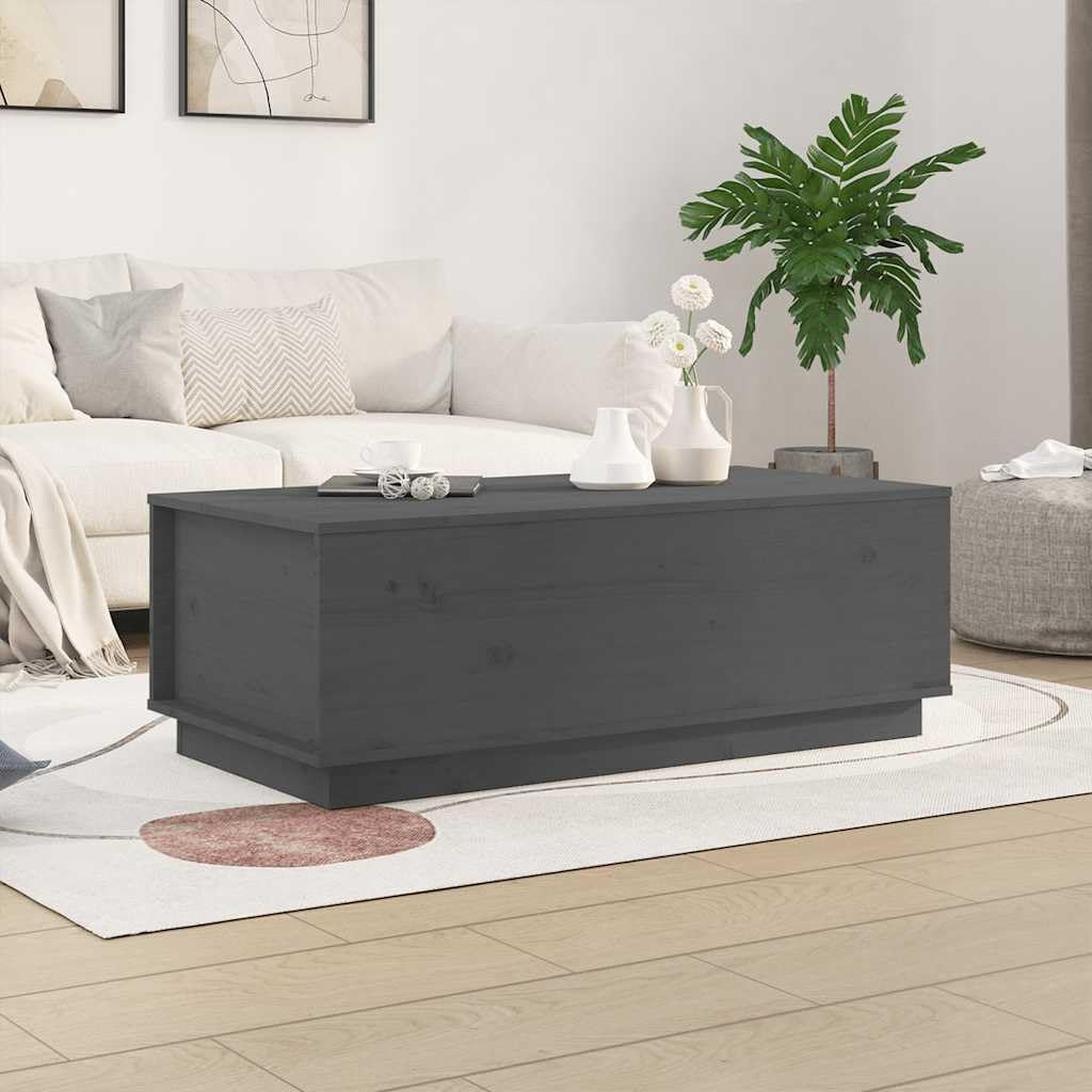 Fengshui Stolik kawowy szary 100 x 50 x 35 cm lite drewno sosnowe