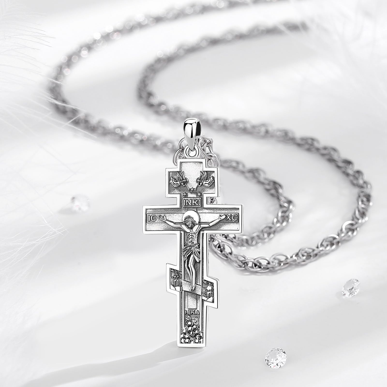 CELESTIA Kreuz Anhänger Heiliger Christophorus Erzengel Michael Heilige Drei Könige Kruzifix Kette Silber 925 Christliche Schmuck Geschenke Frauen Mann