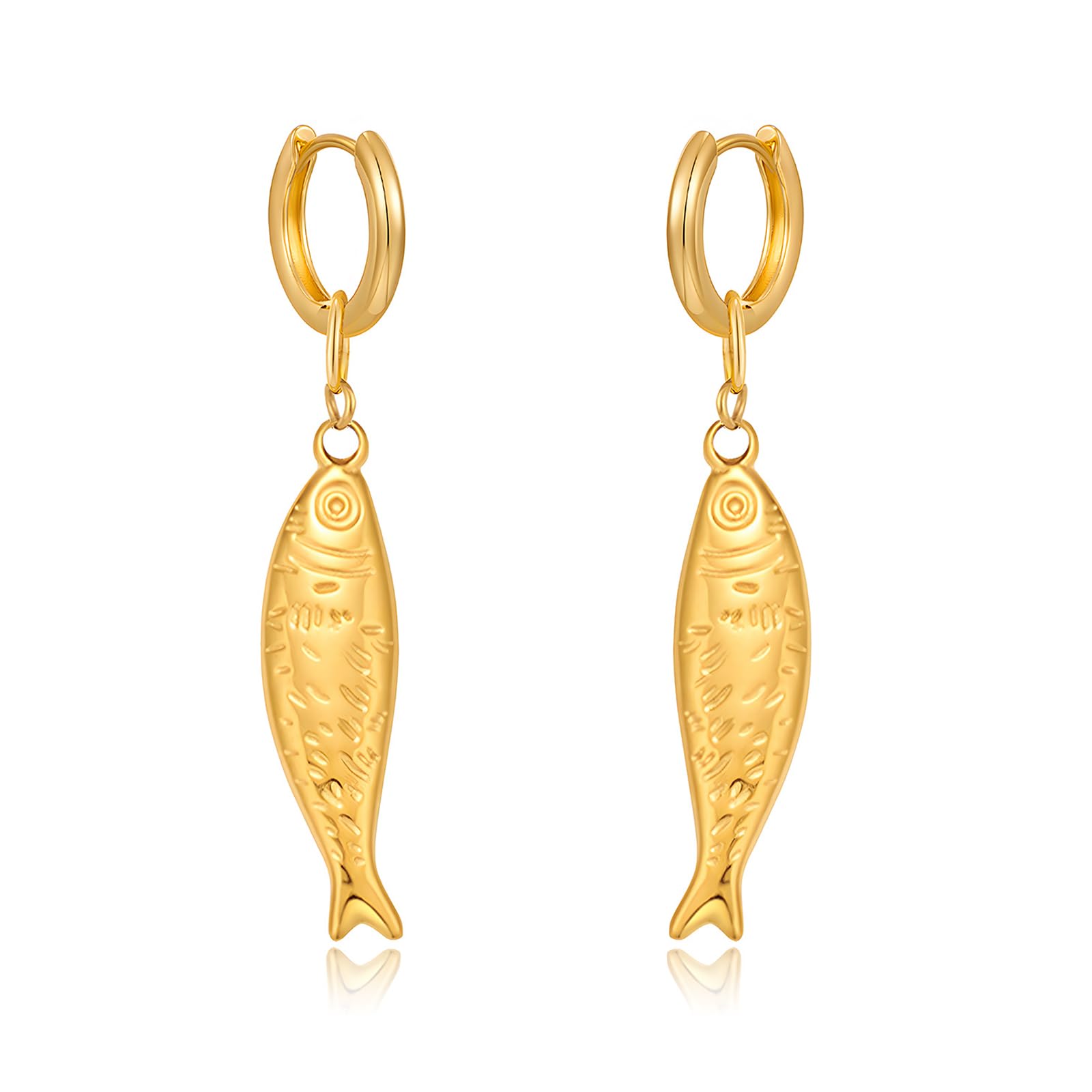 MIJENITI Gold Silver Hoop Earrings for Women Gold Silver Fish Dangle Earring Fashion Beach Jewelry for Women
