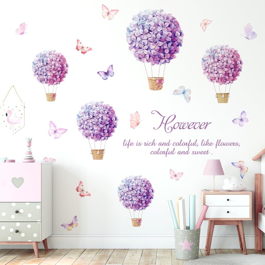 Vinilo decorativo morado con flores para pared 40x60 cm miniatura 5