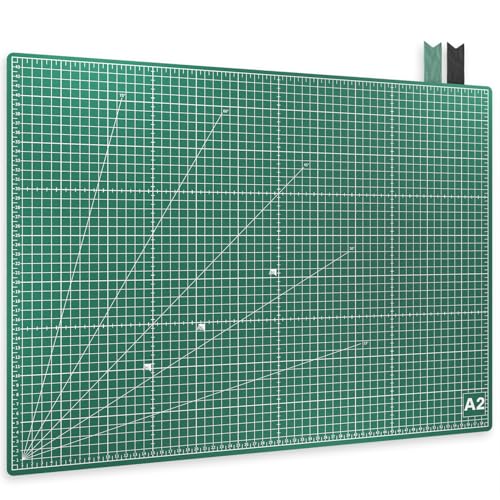 ACROPAQ Tapis de Decoupe A2 - Auto-Réparateur, A2 (60 x 45 cm), 5 Couches de protection pour vos meubles, Avec grilles et repères d'angle sur les deux faces...