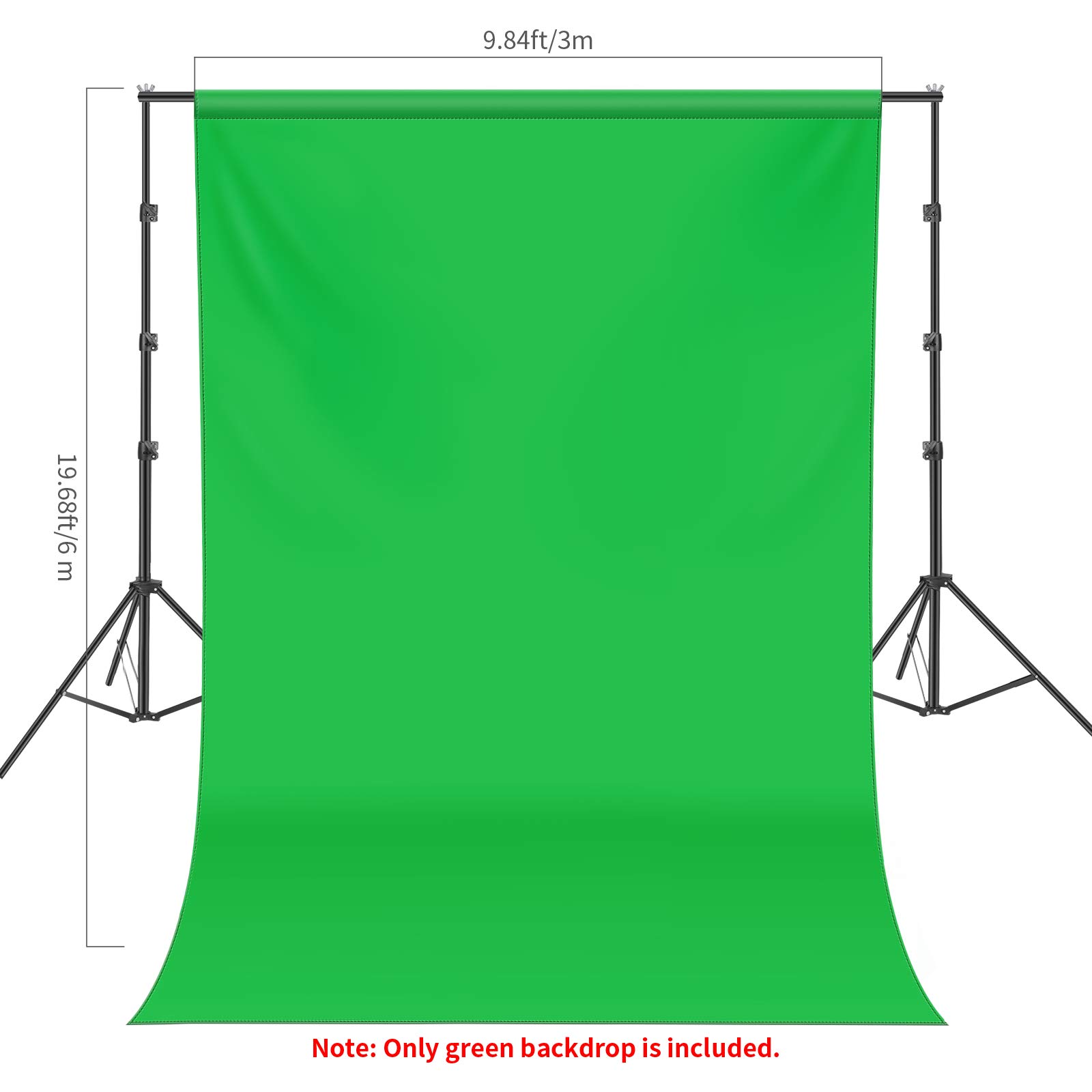 Neewer Profesjonalne studio fotograficzne, 100 x 20 stóp/3 x 6 metrów, 100 czystego muślinu, składane tło do fotografii, wideo i telewizji (tylko tło) - zielone