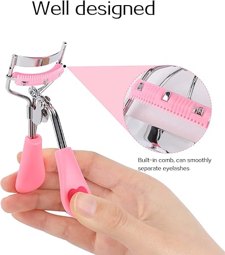 Miniatura 2 de Rizadores de pestañas con peine, 2 piezas, herramienta de pestañas incorporada, mini herramienta separadora de pestañas, accesorio portátil para