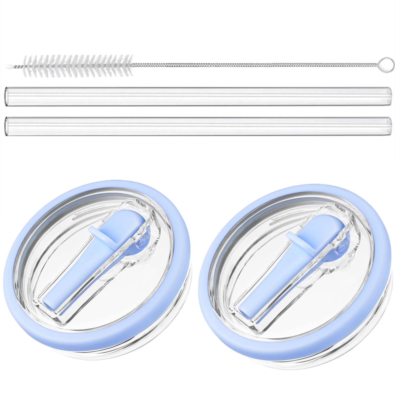 Photo 1 of ***missing 1***40 oz Tumbler Flip Straw Lid Replacement Compatible with HydroJug, Spill Proof Splash Resistant Tumbler Lids,Leak Proof Tumbler Cover for Cup Accessories,Pack of 2 (Light Blue)