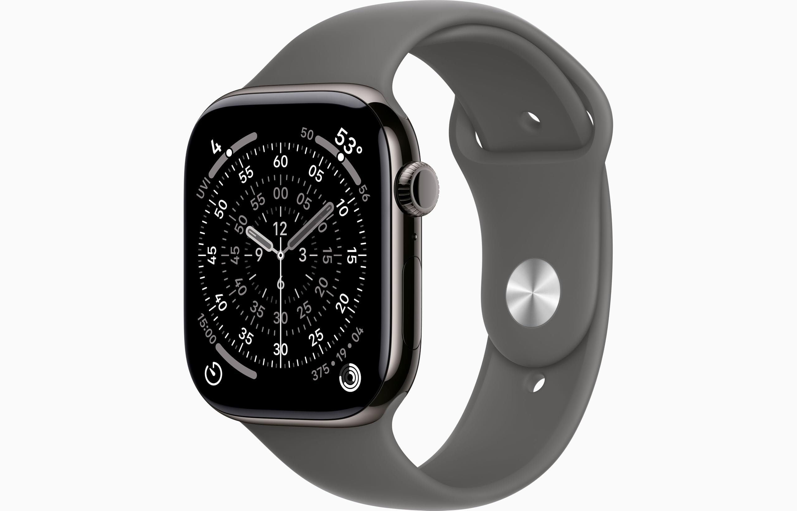 Apple Watch Series 11 [GPS + Cellular, 46mm] Slate Titanium Case with Stone Gray Sport Band, M/L (Renewed)
