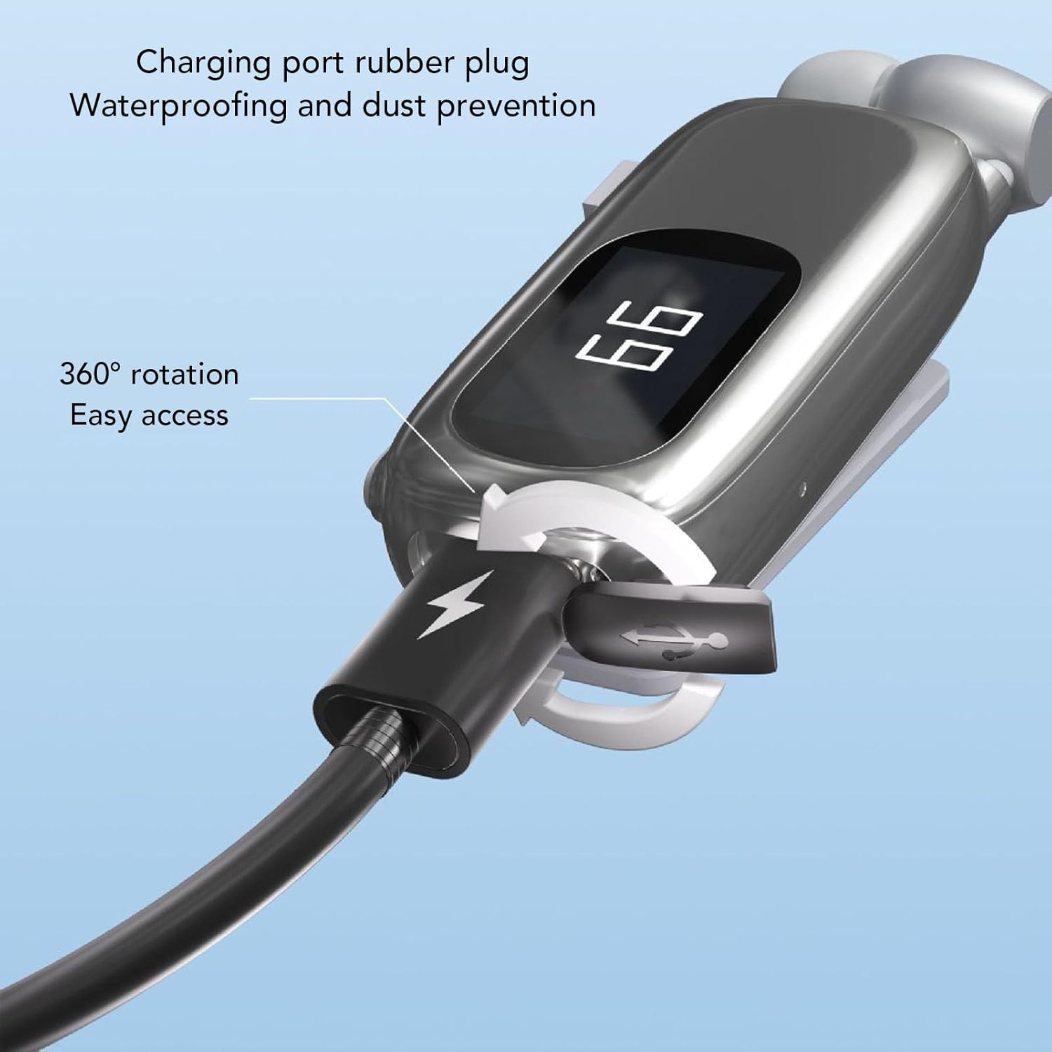 Retractable Bluetooth Headphones with Clip, Bluetooth Earbuds with LCD Digital Display, Comfortable Headset 20h Talking Time Sports Business Trucker Driver Earbud (Electroplated