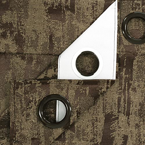 Image of Story@Home Bloom Collection Jacquard Lavish and Modern Rich Textured Solid 2 Piece Eyelet Ring top Door Curtain for Bedroom and Hall - 7 Feet, Rough Brown